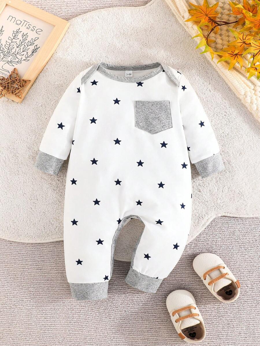 Conjunto 3 Peças para Bebê Menino – Macacão e Calça Listrados e Estampados de Estrela, Casual e Confortável