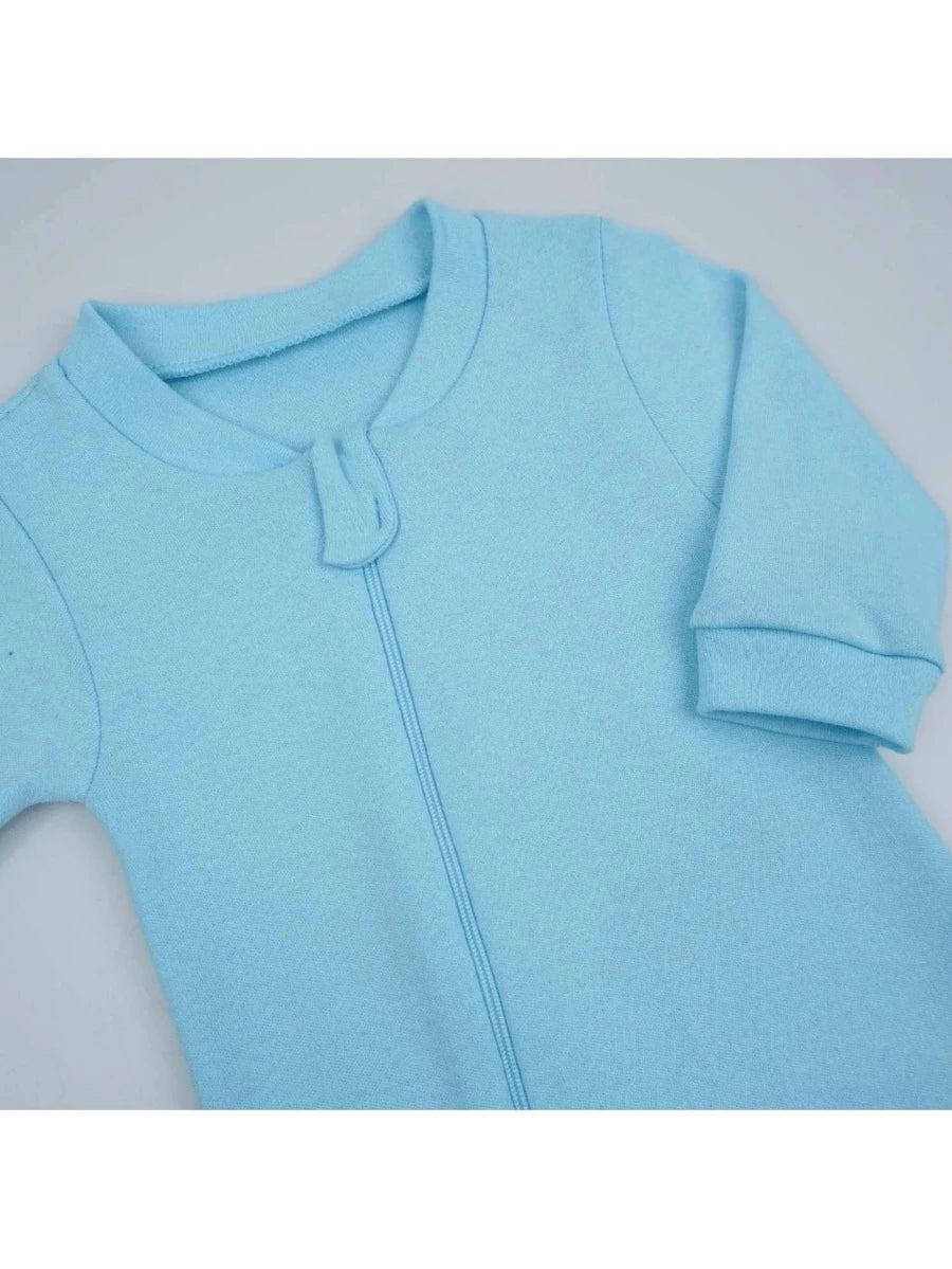 Kit 5 Macacões de Bebê com Zíper e Pé Reversível – Suedine 100% Algodão