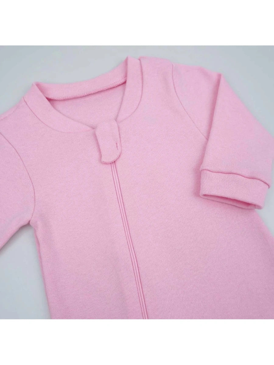 Kit 5 Macacões de Bebê com Zíper e Pé Reversível – Suedine 100% Algodão