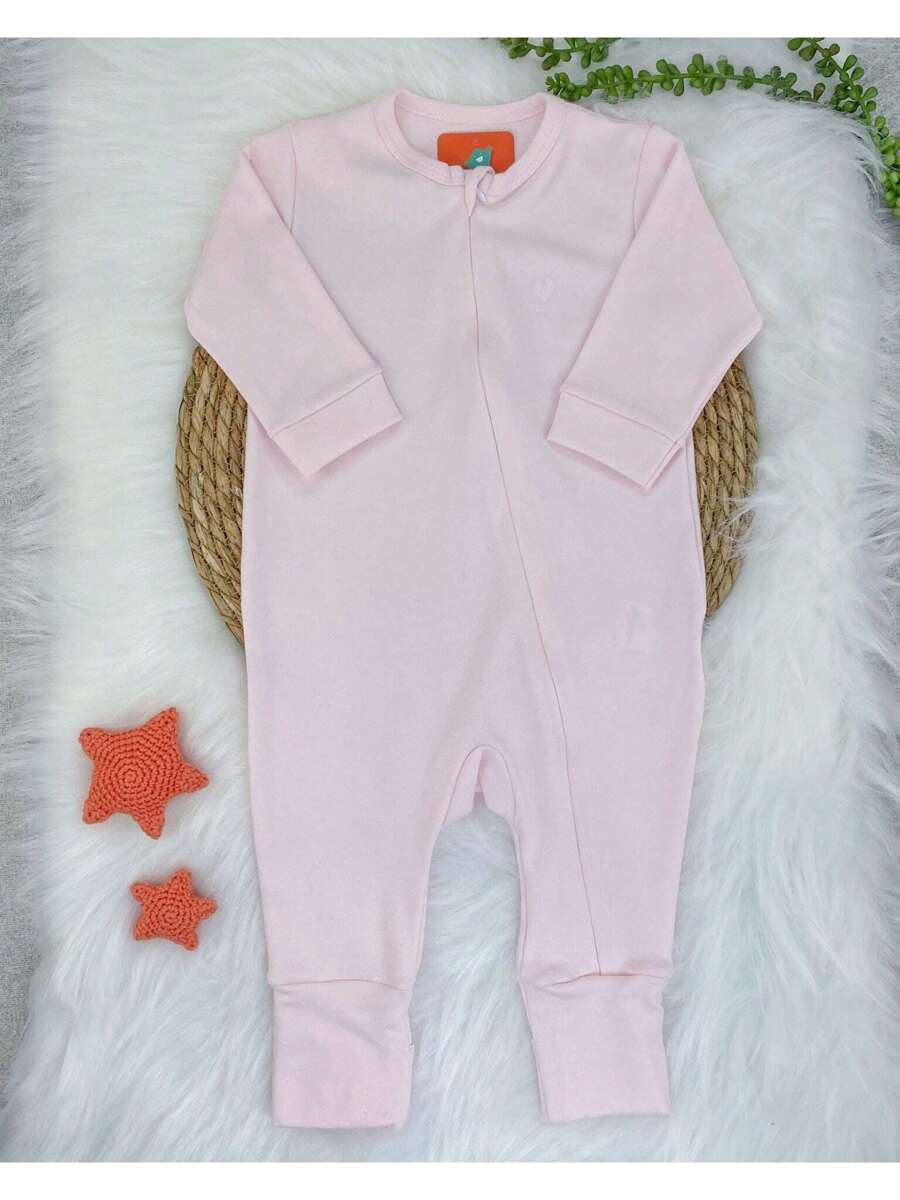 Kit 5 Macacões de Bebê com Zíper e Pé Reversível – Suedine 100% Algodão