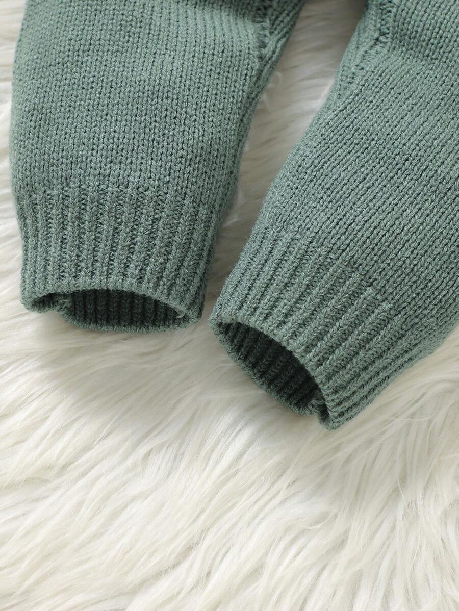 Conjunto de Tricô para Bebê – Cardigan Listrado e Macacão Jardineira Longo, Unissex
