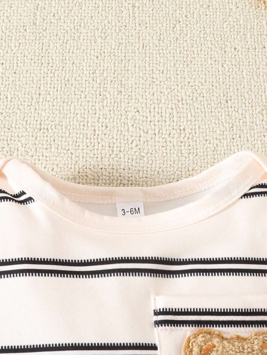 Conjunto 3 Peças para Bebê Menino – Macacão e Calça Listrados e Estampados de Estrela, Casual e Confortável