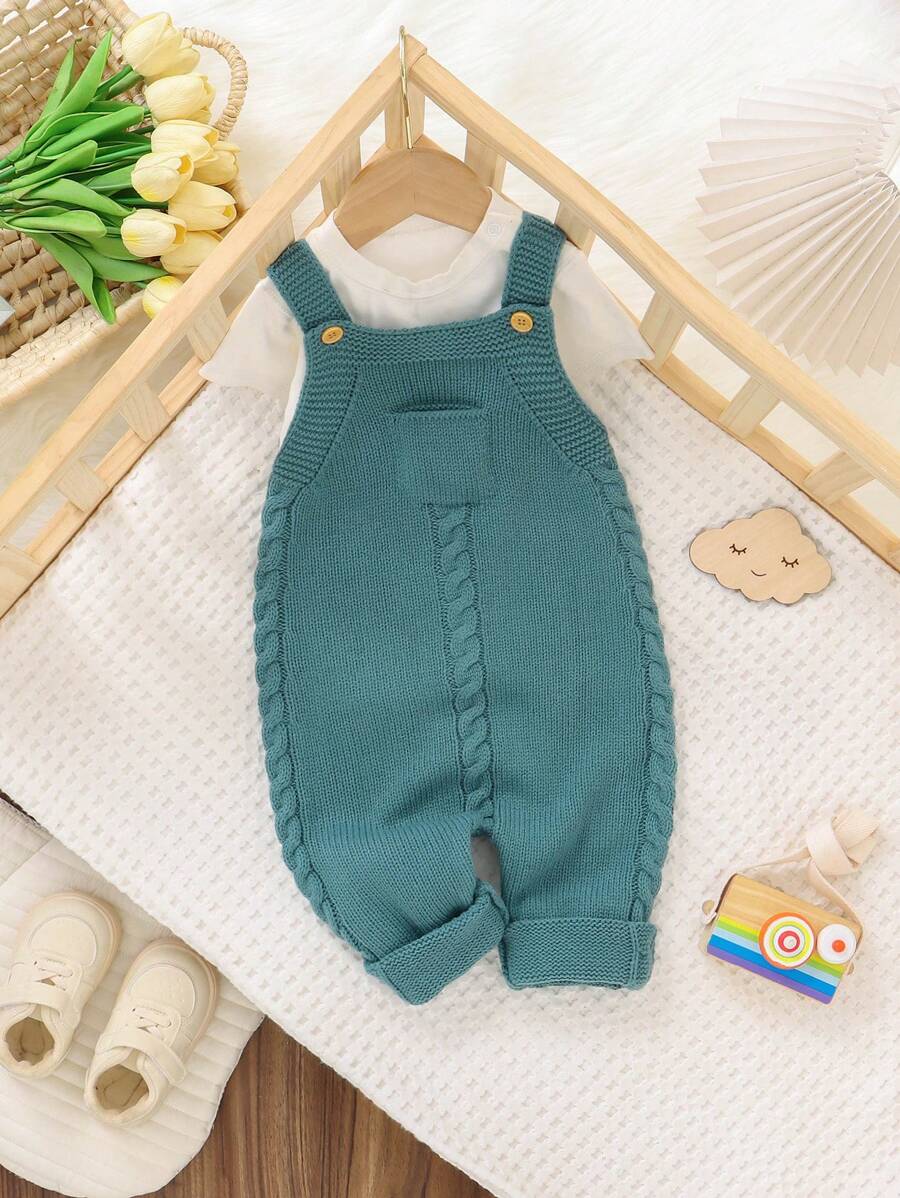 Macaquinho de Malha Verde-Claro para Bebê – Alças Grossas, Sem Mangas, Casual e Confortável