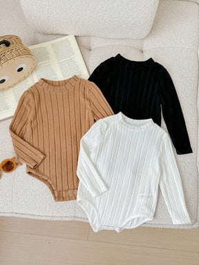Kit 3 Macacões Tricotados para Bebê Recém-Nascido – Manga Longa, Unissex
