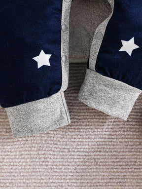 Conjunto 3 Peças para Bebê Menino – Macacão e Calça Listrados e Estampados de Estrela, Casual e Confortável