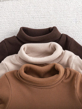 Kit 3 Macacões Canelados para Bebê Menino/Unissex – Gola Alta, Tricô de Malha, Outono/Inverno