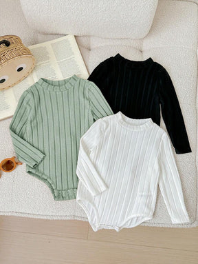 Kit 3 Macacões Tricotados para Bebê Recém-Nascido – Manga Longa, Unissex