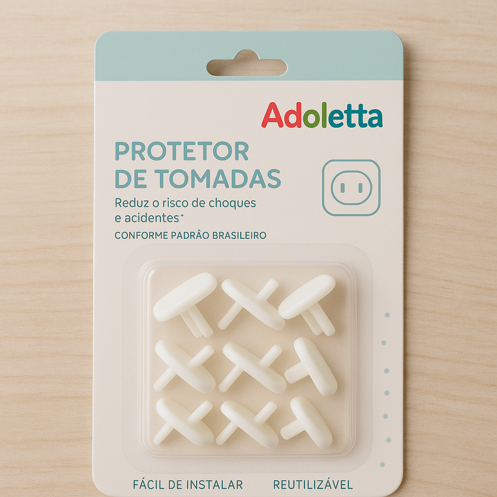 Protetor de Tomadas Infantil Adoletta – Kit com 10 Unidades, Antichoque