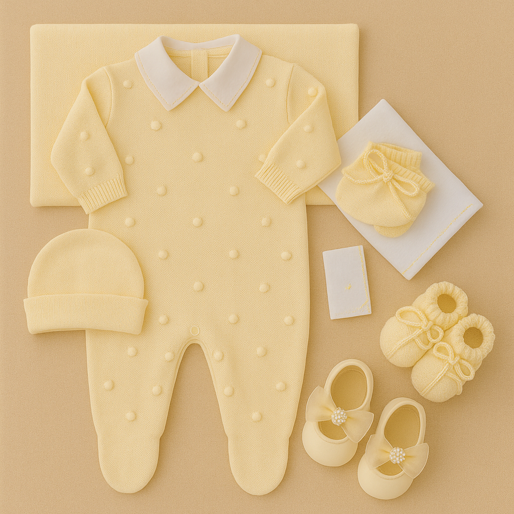 Saída Maternidade Tricot - Kit Completo com 6 Peças
